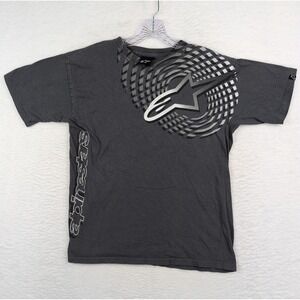 Y2K Alpinestars Shirt Medium Gray Starburst Logo Graphic Moto Racing Y2K